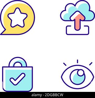 Easy to use interface creation process RGB color icons set Stock Vector
