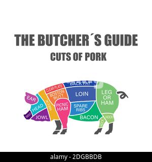 Pork Cut of meat . Butcher diagram, schemem Stock Photo - Alamy