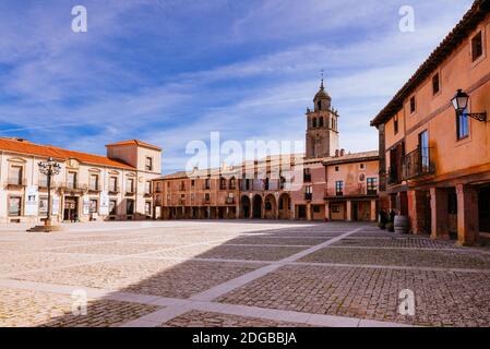 Plaza Mayor - Main square. Arcaded square, typical Castilian architecture. Medinaceli, Soria, Castilla y León, Spain, Europe. Stock Photo