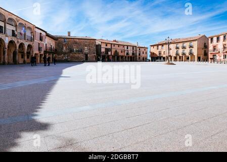 Plaza Mayor - Main square. Arcaded square, typical Castilian architecture. Medinaceli, Soria, Castilla y León, Spain, Europe. Stock Photo