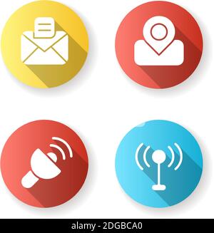 Mobile interface flat design long shadow glyph icons set Stock Vector