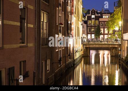 a walk at night in the streets of Amsterdam Stock Photo