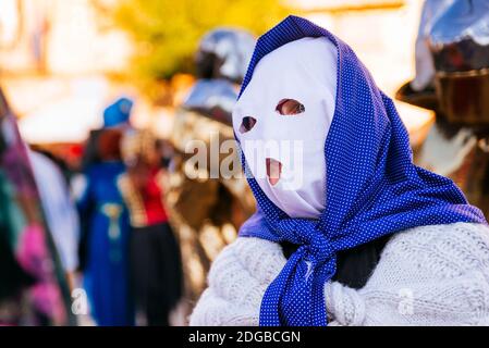 Mascaritas - Masked Figures. Luzon Carnival. Two characters are the protagonists of the Luzon Carnival, Devils and Masked Figures - Diablos y mascarit Stock Photo