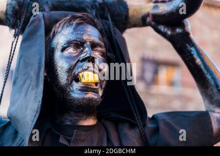 Devils of Luzon. Luzon Carnival. Two characters are the protagonists of the Luzon Carnival, Devils and Masked Figures - Diablos y mascaritas. Luzón, G Stock Photo