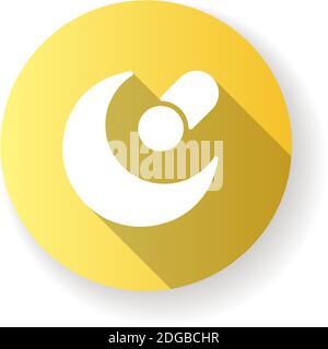 Night mode app yellow flat design long shadow glyph icon Stock Vector