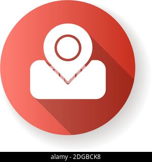 Maps app red flat design long shadow glyph icon Stock Vector