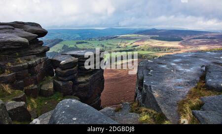 Stanage Edge.  The Peak District National Park. Stock Photo