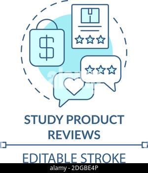 Studying product reviews concept icon Stock Vector