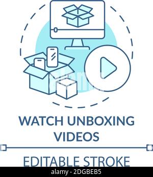 Watching unboxing videos concept icon Stock Vector