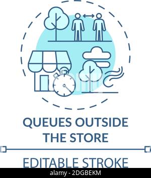 Queues outside store concept icon Stock Vector