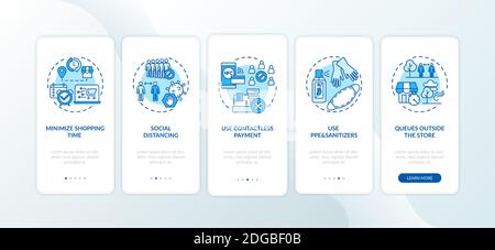 Safe shopping tips onboarding mobile app page screen with concepts Stock Vector