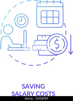 Saving salary costs blue gradient concept icon Stock Vector