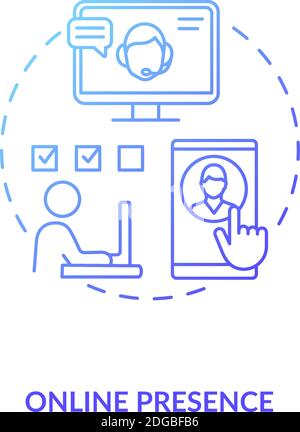 Online presence blue gradient concept icon Stock Vector