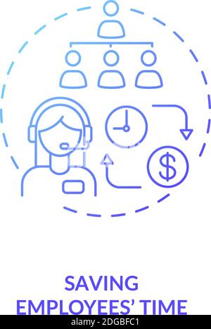 Saving employees time blue gradient concept icon Stock Vector