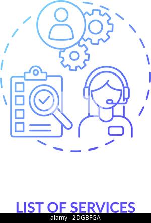 List of services blue gradient concept icon Stock Vector