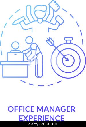 Office manager experience dark blue gradient concept icon Stock Vector