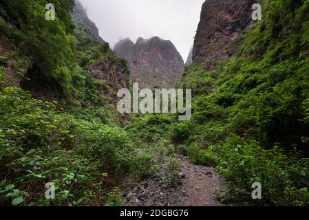 Natural landscape Badajoz canyon, Barranco de Badajoz in Tenerife, Spain. Stock Photo