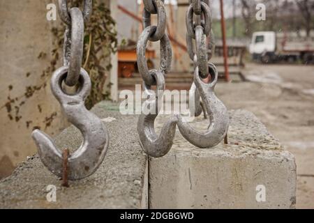 large steel crane hooks Stock Photo