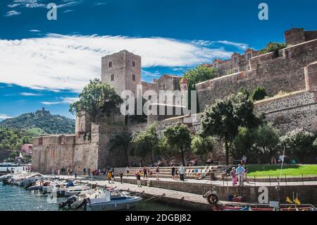 Royal Castle Collioure in the Pyrenees-Orientales, France Stock Photo