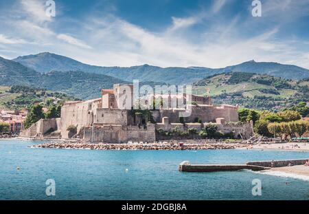 Royal Castle Collioure in the Pyrenees-Orientales, France Stock Photo