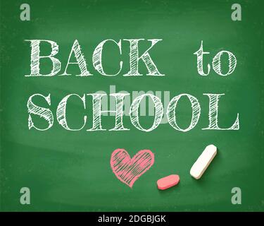 Vintage greeting card Back to school 2020. Back to school on the chalkboard. Stock Photo