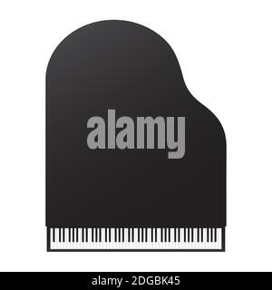 Grand piano top view on a white background. Black and white keys. Classical musical instrument. Vector isolated illustration. Stock Vector
