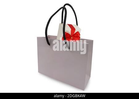 gift in shopping bag isolated on white background Stock Photo