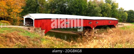 West Union Covered Bridge, Montezuma, Parke County, Indiana, USA Stock Photo