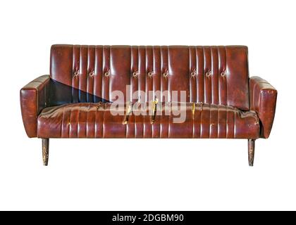 Damaged Leather Armchair Isolated Photo Stock Photo
