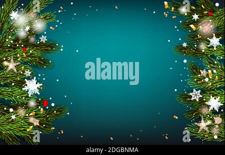 Winter snowflakes, stars, golden tinsel Stock Vector