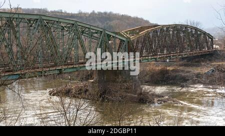 Railway Bridge Over South Morava River in Stalac Serbia Stock Photo