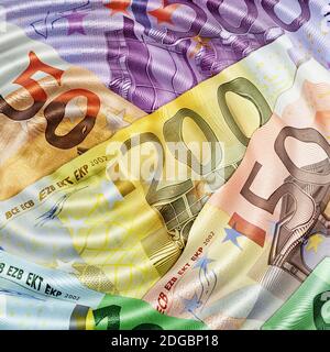 Crumpled and deformed banknotes, Money laundering, symbolic representation Stock Photo