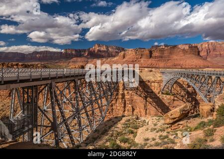 Bridge over a river, Navajo Bridge, Colorado River, Marble Canyon, Arizona, USA Stock Photo