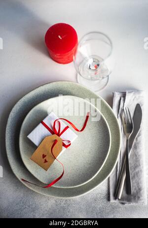 Romantic place setting for Valentine's Day Stock Photo