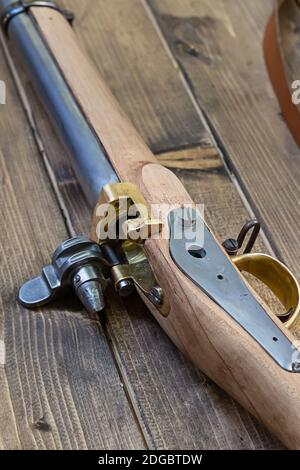 Old weapons of the Russian-Turkish war of 1877- 1878, part of the trigger Stock Photo