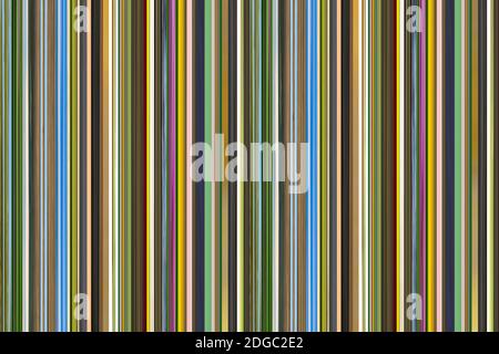 Narrow vertical lines many green blue brown pattern repeated barcode background basis Stock Photo