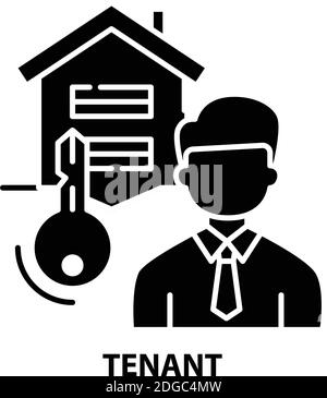 tenant icon, black vector sign with editable strokes, concept illustration Stock Vector