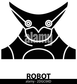 robot symbol icon, black vector sign with editable strokes, concept illustration Stock Vector