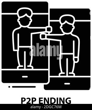 p2p ending icon, black vector sign with editable strokes, concept illustration Stock Vector