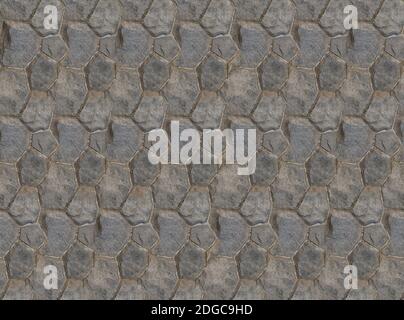 Background base folded hexagonal stones tiles wall fragment square symmetrical texture Stock Photo