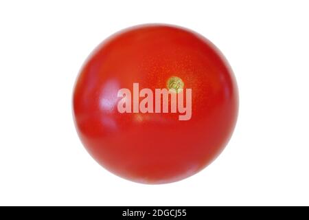 Single small red cherry tomato isolated on white background Stock Photo