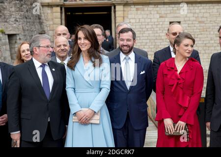 LUXEMBOURG OUT - Catherine, Duchess of Cambridge with Princess Stephanie of Luxembourg as they take a short walk outside the City Museum to view the capital during a one day visit on May 11, 2017 in Luxembourg. The Duchess will attend a series of engagements to celebrate the cultural and historic ties between the UK and Luxembourg and the official commemoration of the 1867 Treaty of London, which confirmed Luxembourgs independence and neutrality. Photo by ABACAPRESS.COM Stock Photo