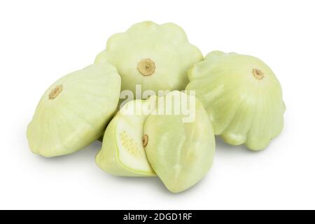 green pattypan squash isolated on white background, Clipping path and full depth of field Stock Photo