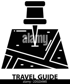travel guide icon, black vector sign with editable strokes, concept illustration Stock Vector