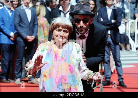 Agnes Varda and JR attending the Faces, Places (Visages, Villages) Screening as part of the 70th Cannes Film Festival in Cannes, France on May 19, 2017. Photo by Aurore Marechal/ABACAPRESS.COM Stock Photo