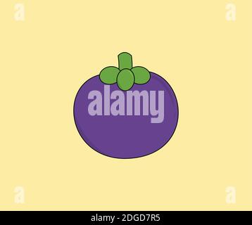 Mangosteen fruit icon illustration design Stock Vector
