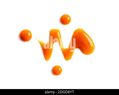 Sweet caramel sauce isolated on white Stock Photo