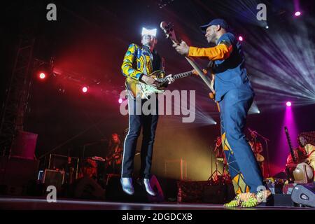 Singer/songwriter Matthieu Chedid, -M- performs during the 70th annual Cannes Film Festival at on May 21, 2017 in Cannes, France. Photo by David Boyer/ABACAPRESS.COM Stock Photo