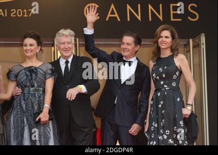 Emily Stofle, David Lynch, Kyle MacLachlan and Desiree Gruber arriving on the red carpet of 'Twin Peaks' screening held at the Palais Des Festivals in Cannes, France on May 25, 2017 as part of the 70th Cannes Film Festival. Photo by Nicolas Genin/ABACAPRESS.COM Stock Photo