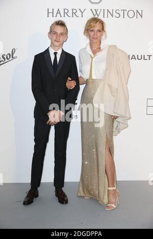 Uma Thurman and her son Levon Roan Thurman-Hawke attending the 24th amfAR Gala held at the Hotel du Cap-Eden-Roc in Antibes, southern France on May 25, 2017. Photo by Jerome Domine/ABACAPRESS.COM Stock Photo